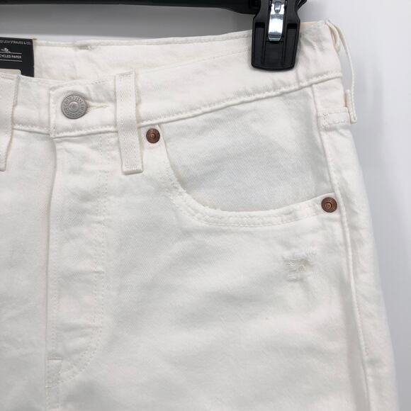 NEW Levi's 501 Skinny Jeans White Womens 26 x 28 Button Fly High Rise Distressed - Picture 5 of 13